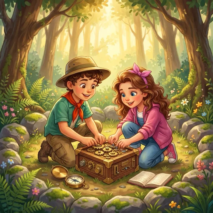 Leo and Alicia opening an old wooden puzzle box